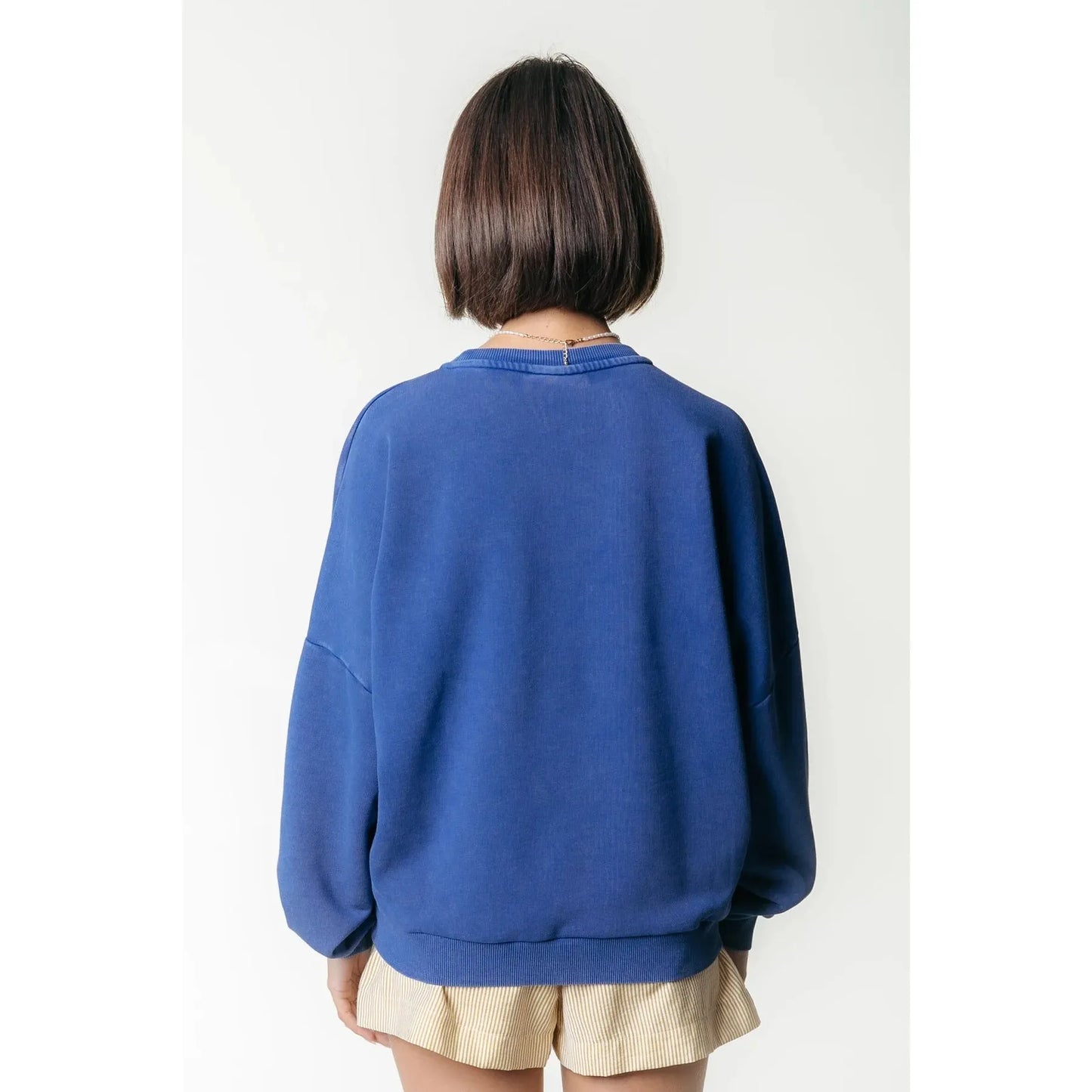 Colourful Rebel Sunny Days Acid Wash Sweater -bright blue-