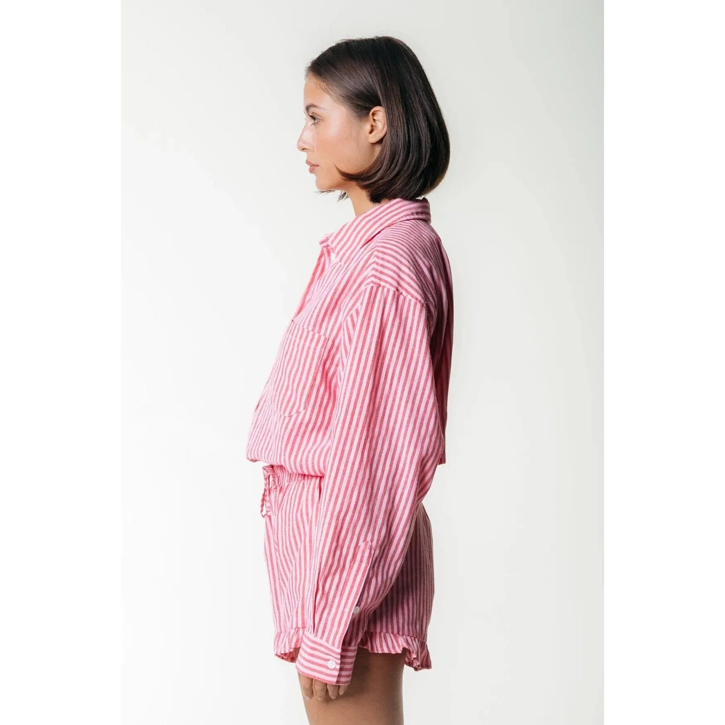 Colourful Rebel Taila gestrefite Bluse -mohnrot-