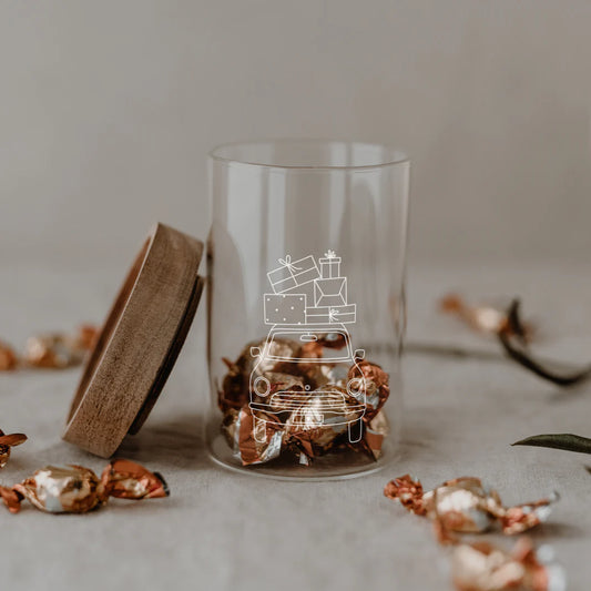 Eulenschnitt Mini Vorratsglas Christmas Car