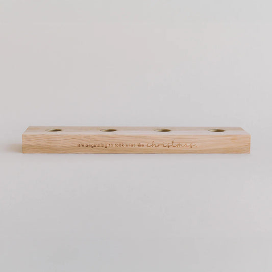 Eulenschnitt Adventskerzenbrett aus Eiche - Christmas