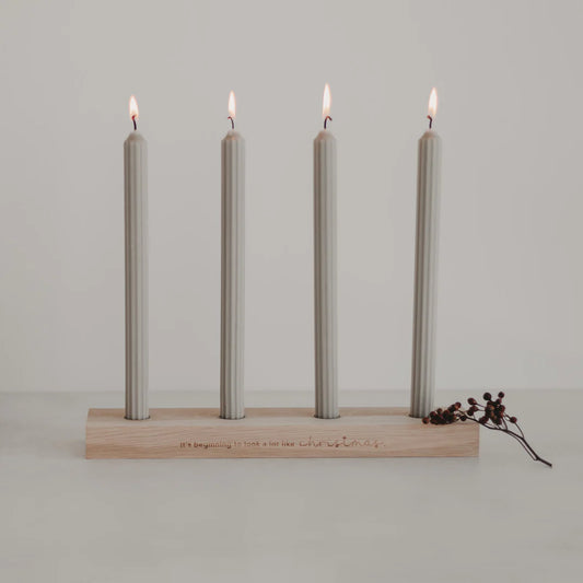 Eulenschnitt Adventskerzenbrett aus Eiche - Christmas
