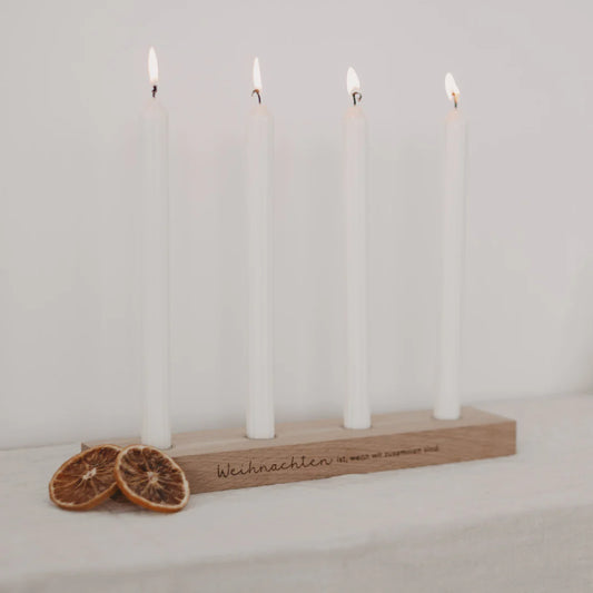 Eulenschnitt Adventskerzenbrett aus Eiche - Weihnachten