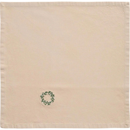 Ib Laursen Stoffserviette Tradition mit Kranz - leinenfarbig