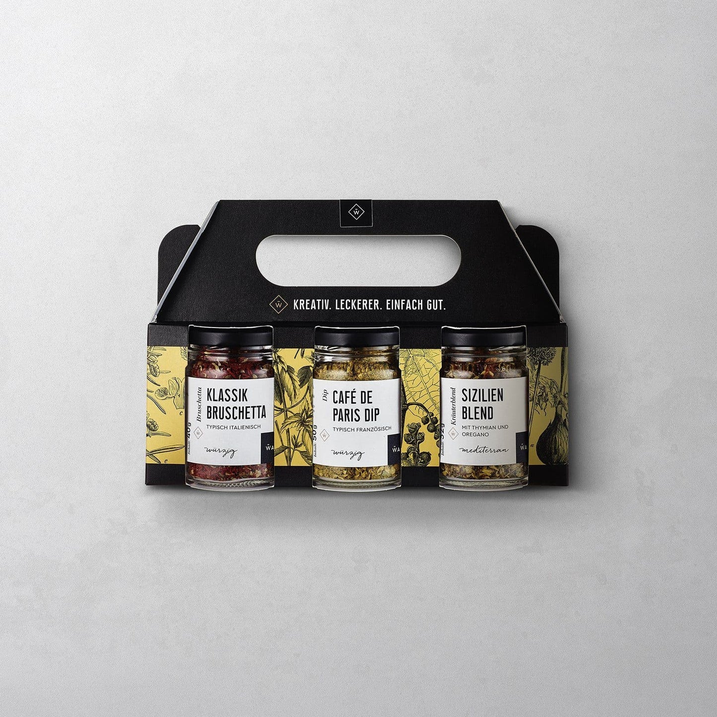 Kräuter Set 1 mit Cafe de Paris Dip, Sizilien Blend & Klassik Bruschetta