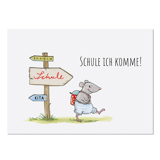 Krima & Isa Postkarte Schule ich komme!