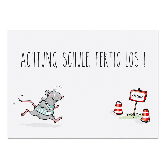 Krima & Isa Postkarte Achtung Schule...