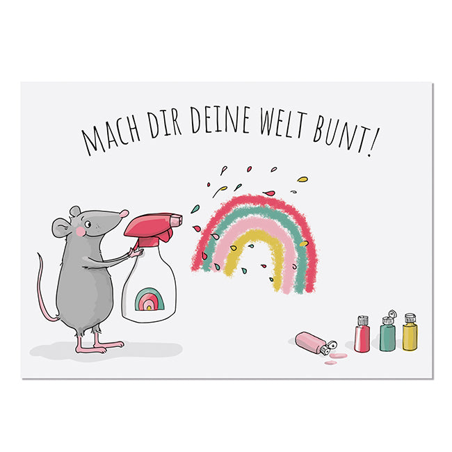 Krima & Isa Postkarte Mach dir deine Welt..