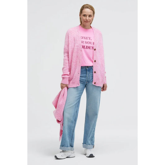 Senses. the Label Melierter Oversized Cardigan KO:FU - rose pink melange