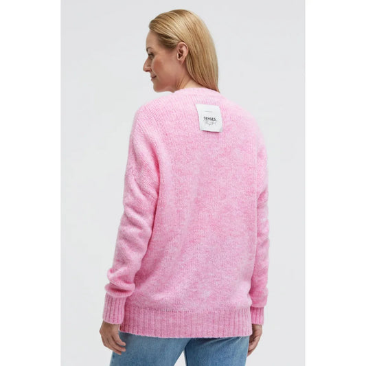 Senses. the Label Melierter Oversized Cardigan KO:FU - rose pink melange
