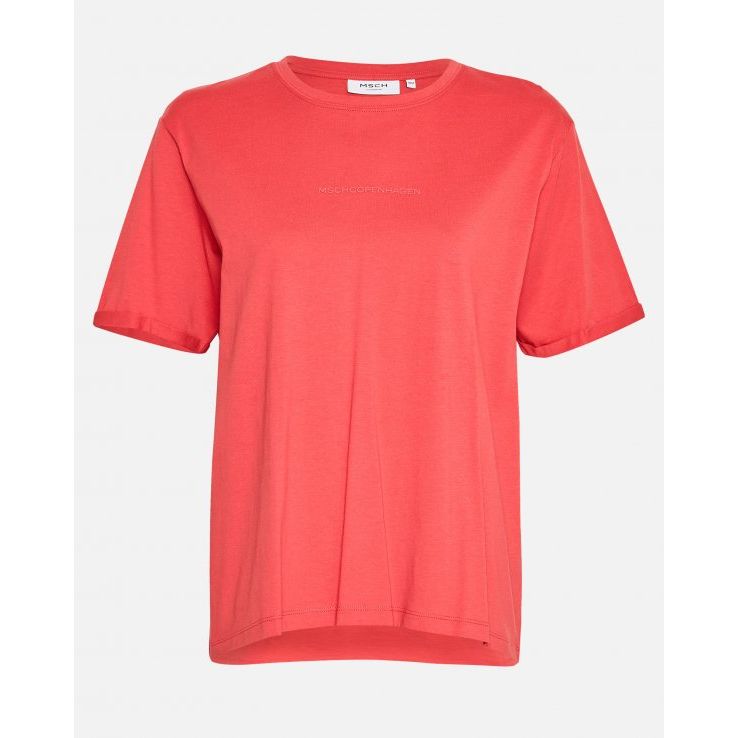 Moss Copenhagen Terina Organic Logo Tee / T-Shirt -mineral red-