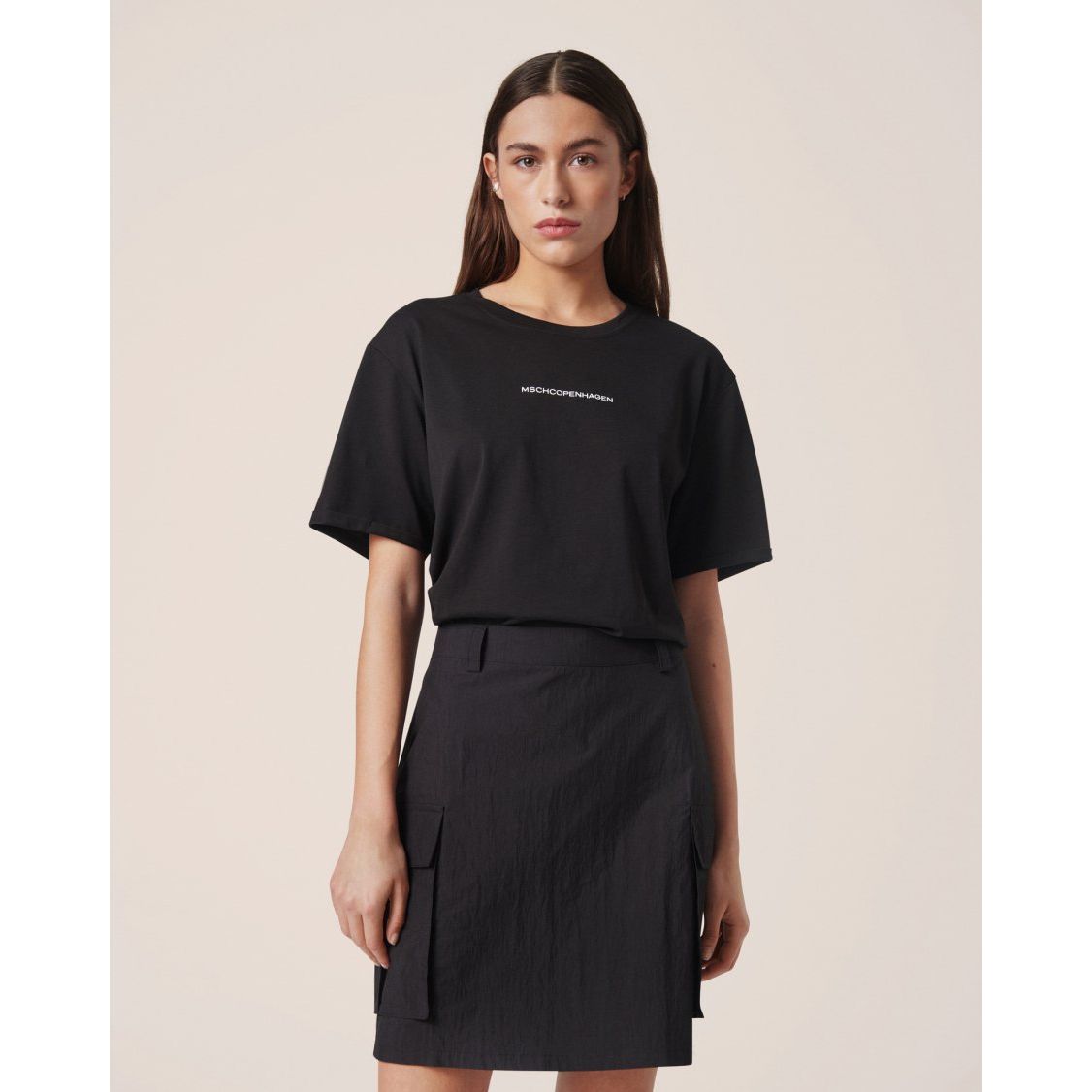 Moss Copenhagen Terina Organic Logo Tee / T-Shirt -black-