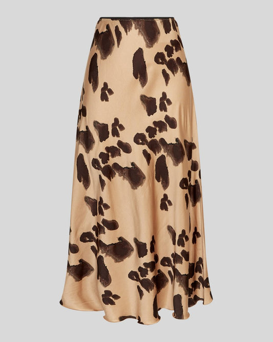 Moss Copenhagen Clarette Irida Skirt AOP - iced coffee leo