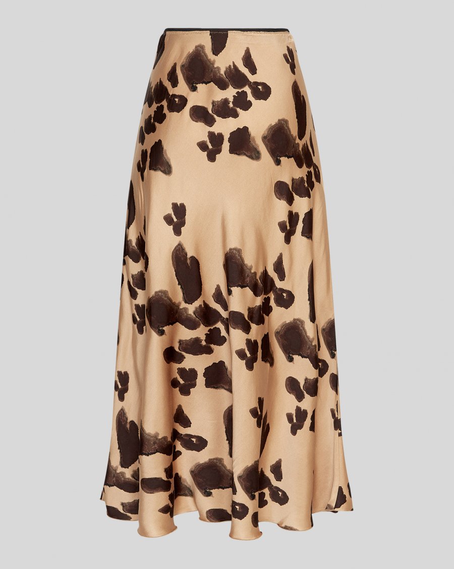 Moss Copenhagen Clarette Irida Skirt AOP - iced coffee leo