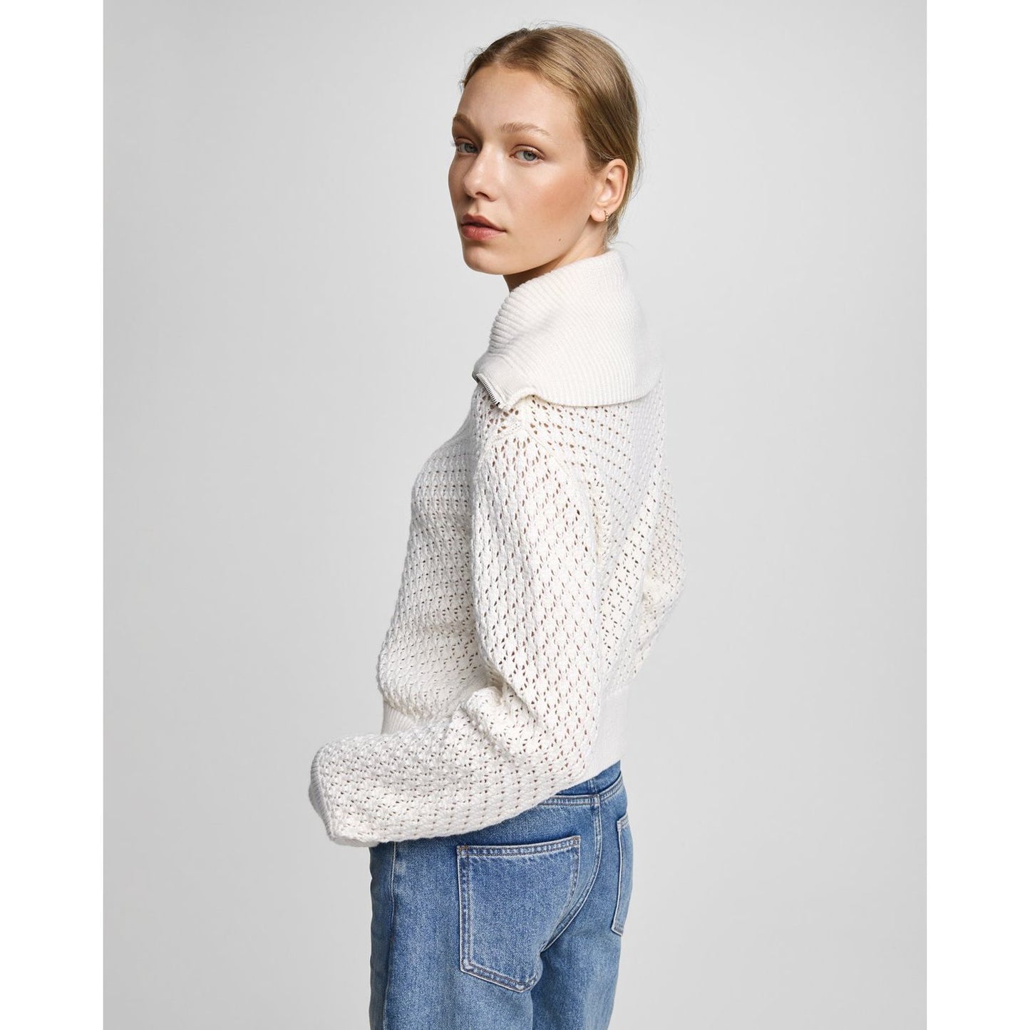 Moss Copenhagen Daina Zip Cardigan -egret