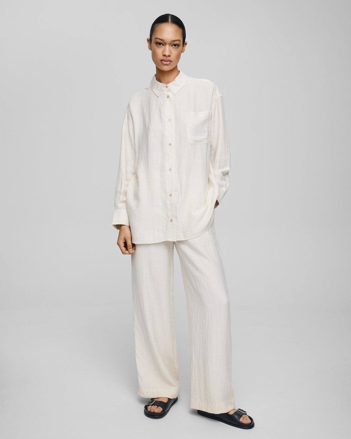 Moss Copenhagen Disa HW Pants -sand melange-