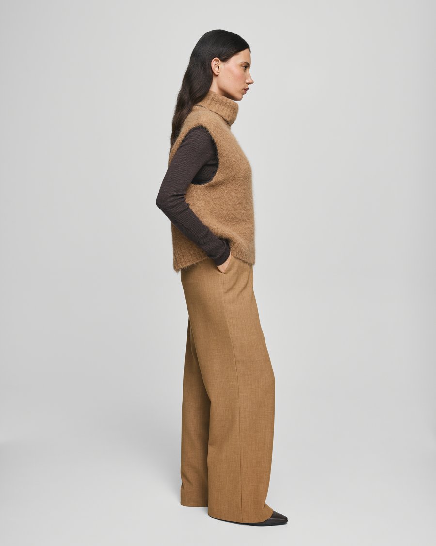 Moss Copenhagen Macy Michelle HW Wide Pants Regular - coconut melange