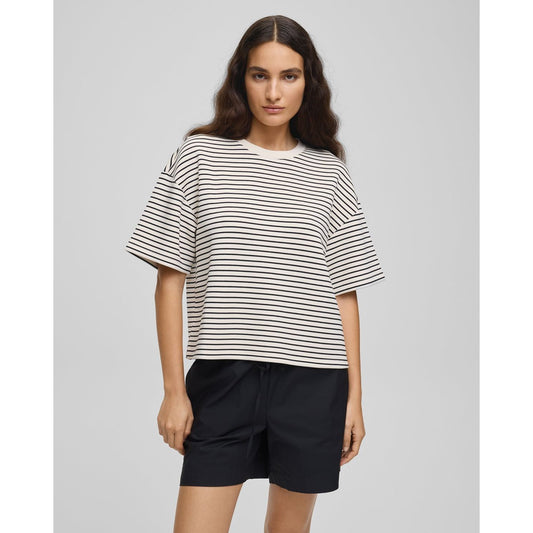 Moss Copenhagen Nilda Ima Q SS Sweatshirt stripes - oatmeal/ black