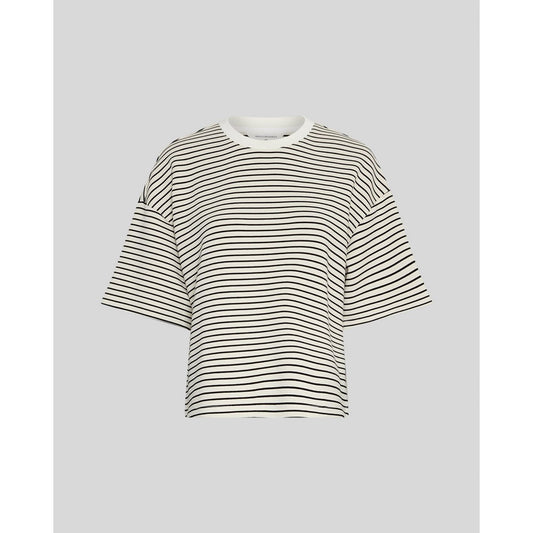 Moss Copenhagen Nilda Ima Q SS Sweatshirt stripes - oatmeal/ black