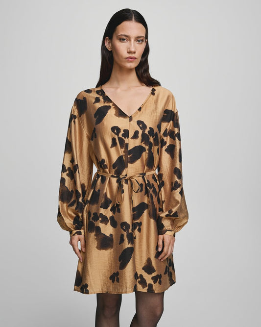 Moss Copenhagen Nilla Romina Short Dress AOP - Iced Coffee Leo