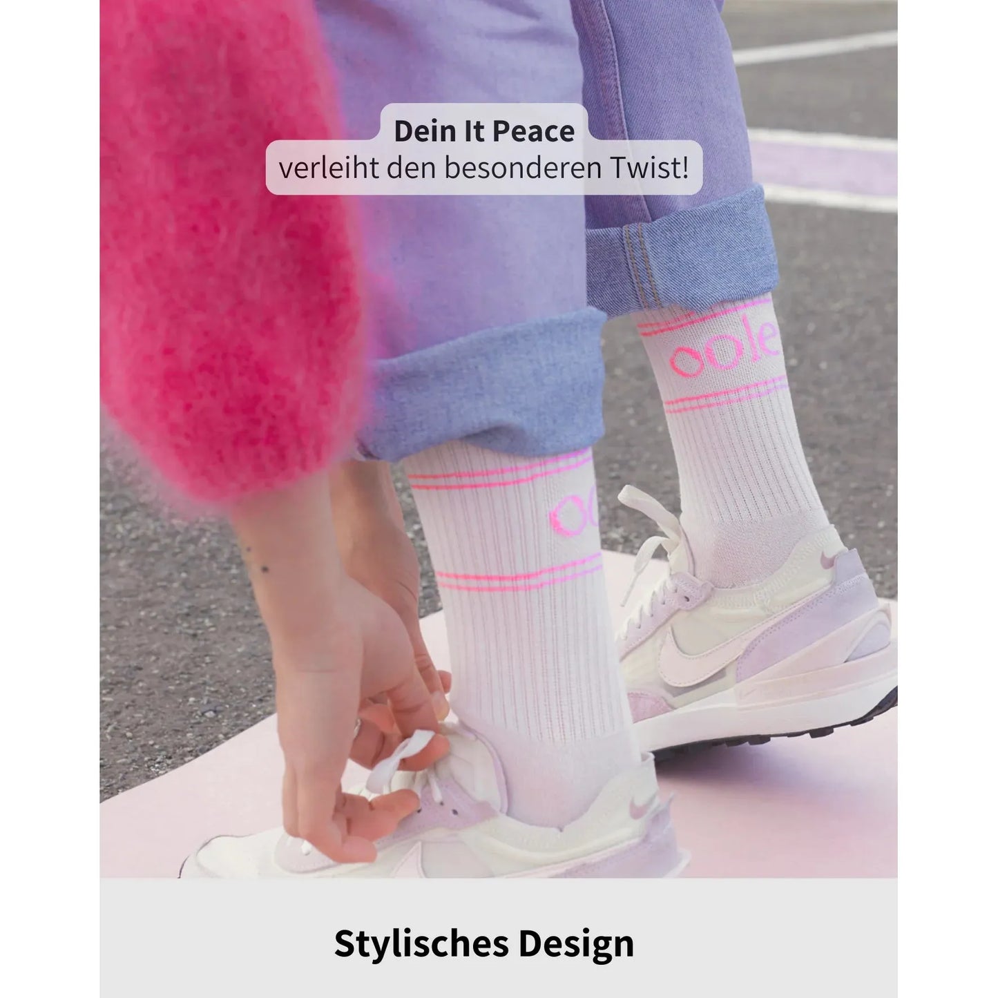 le ooley Socke- Pastel white neon pink