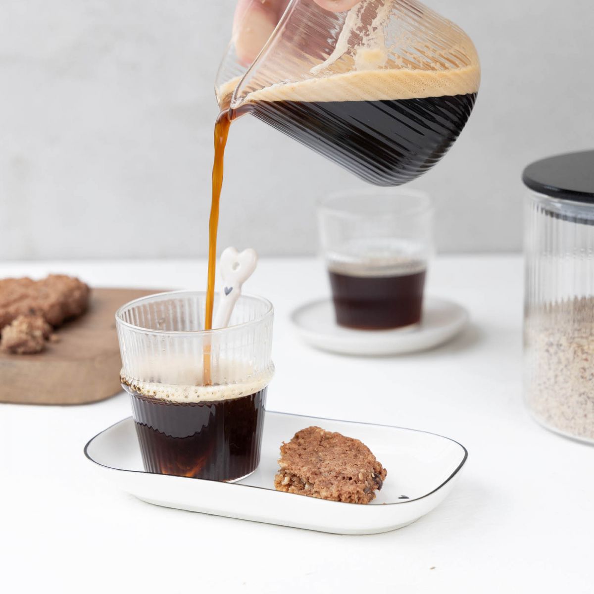 Bastion Collections Espresso Glass ribbed / Espresso Glas Rillen