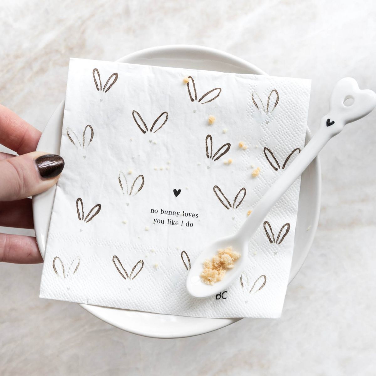 Bastion Collections Napkin white / Papierserviette -bunny-