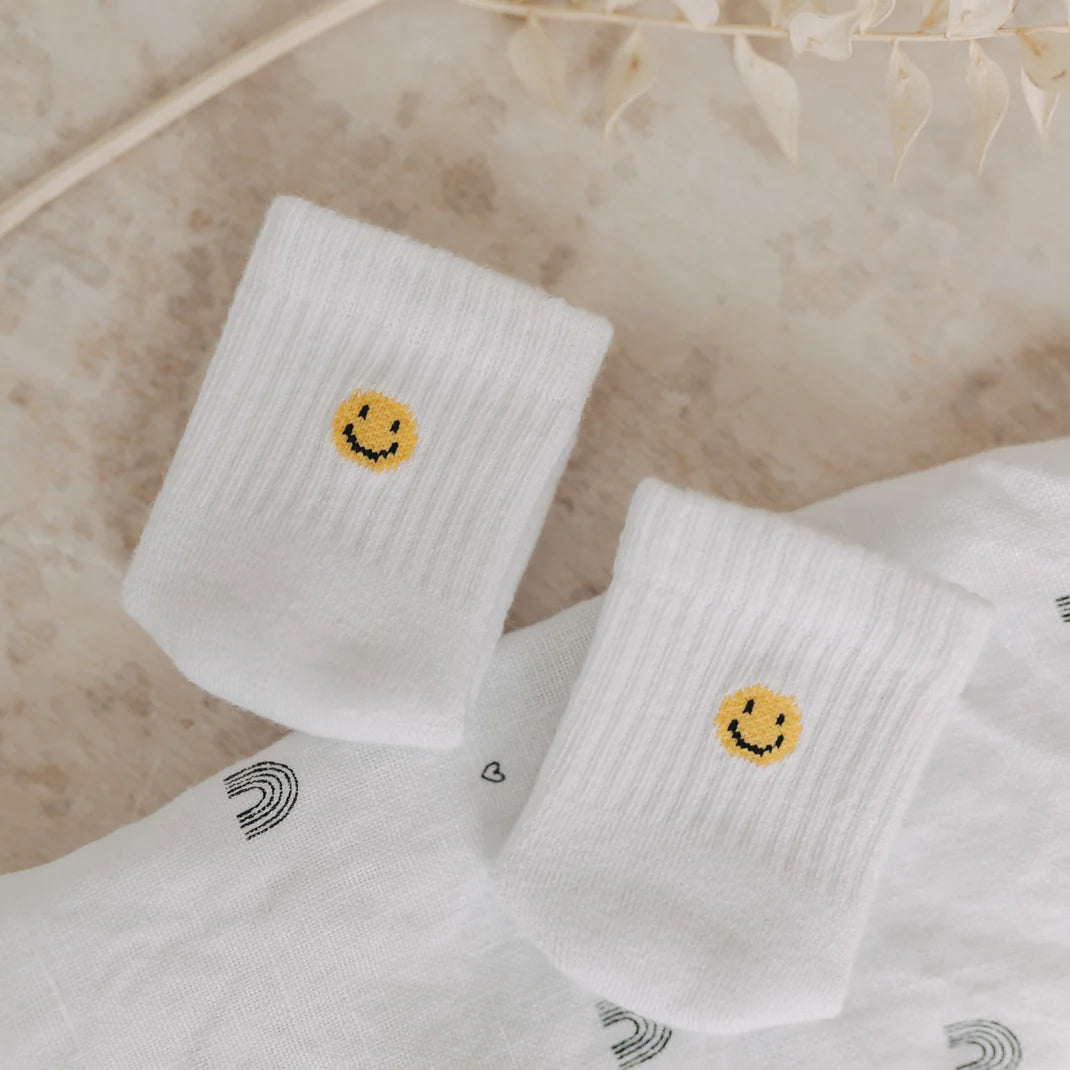 Eulenschnitt Babysocken Smiley