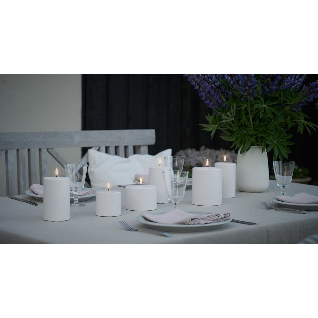 Piffany Copenhagen uyuni/ LED Pillar Candle -white- 10,1x7,8cm / Outdoorkerze