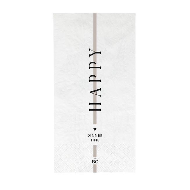 Bastion Collections Servietten / Napkin white/ happy dinner time