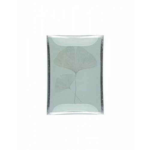 Gift Company Glasteller "Gingko Silberrand" - Villa Wohnzauber