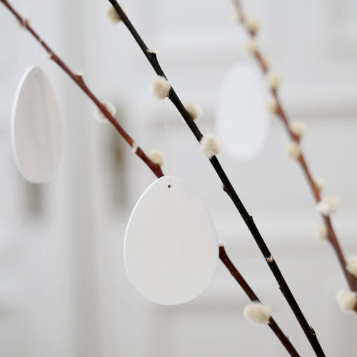 Eulenschnitt Holzanhänger Eier im 8er Set