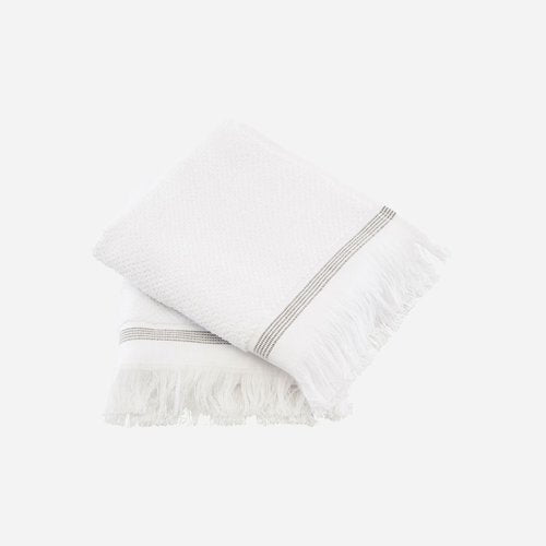 Meraki Handtuch im 2er Set, weiß-grau