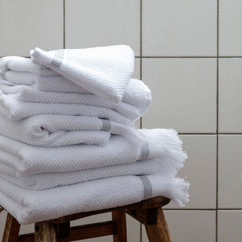 Meraki Handtuch im 2er Set, weiß-grau
