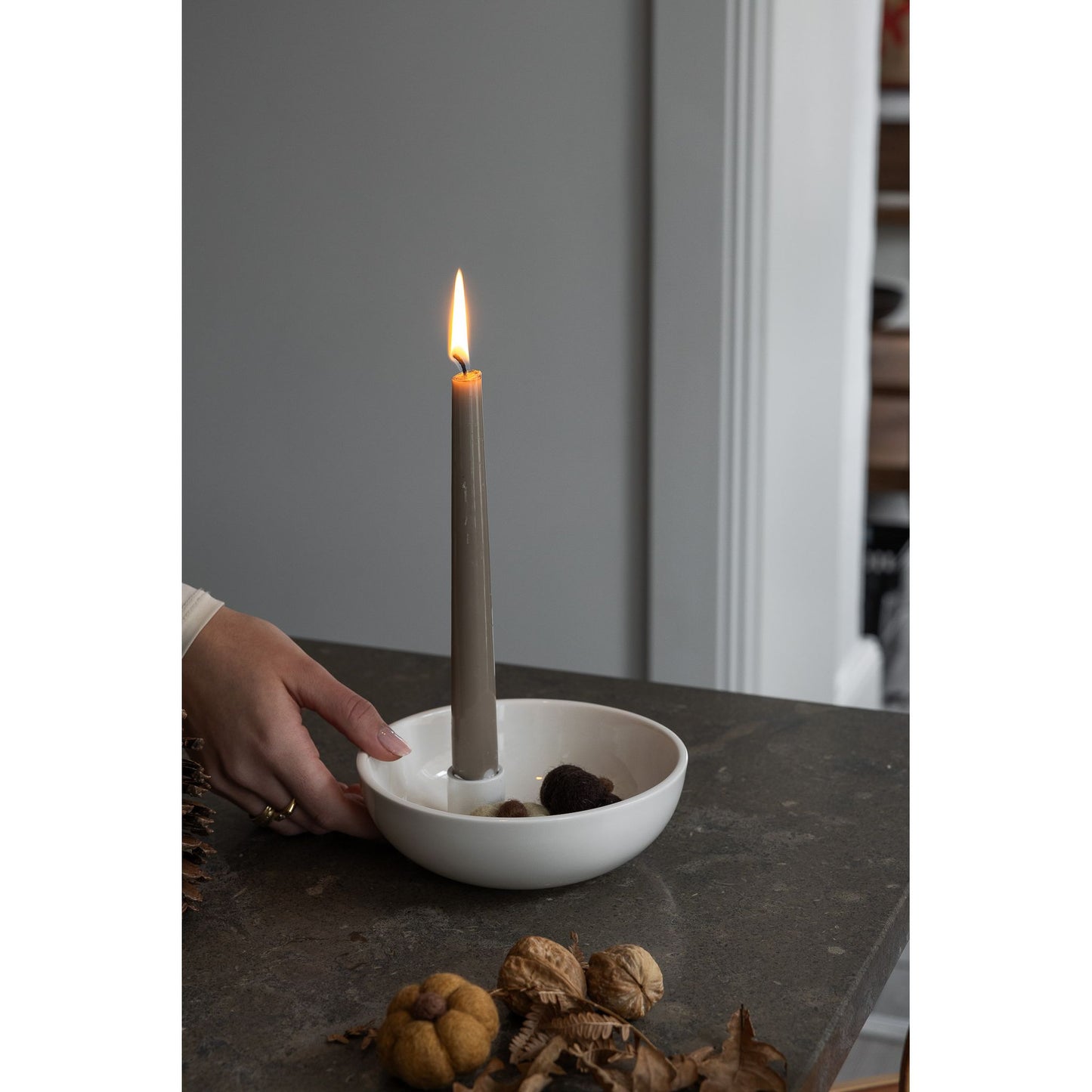 Storefactory Lidatorp - Kerzenhalter - glossy weiß - 16 x 16 x 5 cm