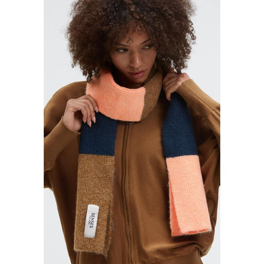 Senses. the Label Strickschal A:LM - blue navy/ light cognac
