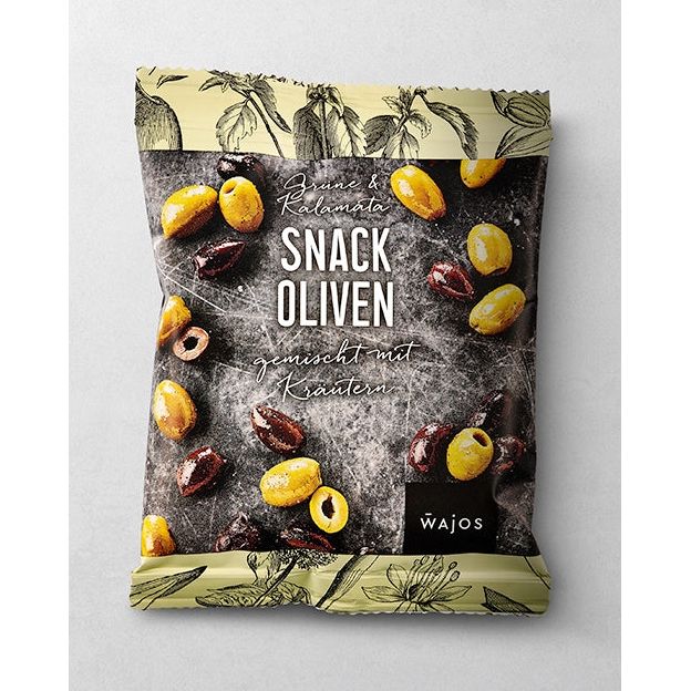 Snack Oliven Kalamata + Grün gemischt mit Kräutern