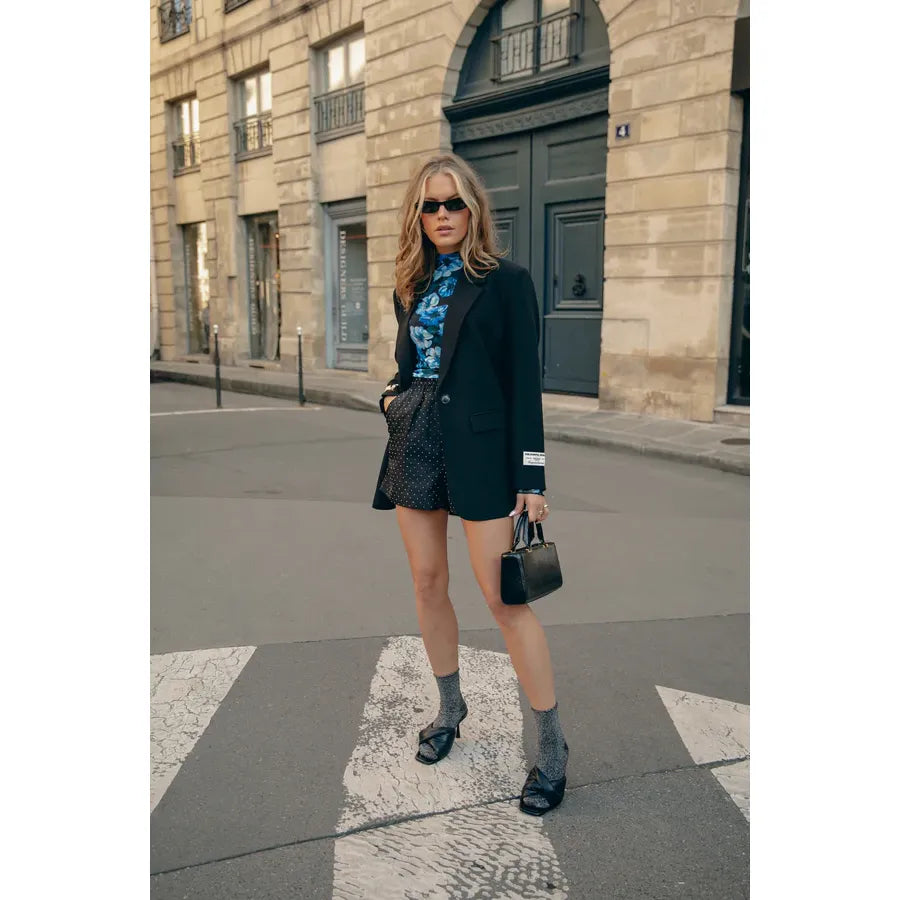 Colourful Rebel Neyo Flower Mesh Turtleneck Shirt - blue