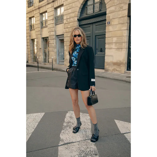 Colourful Rebel Neyo Flower Mesh Turtleneck Shirt - blue