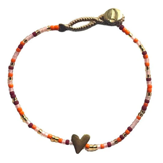 IBU Jewels LULU HEART Mix Armband - orange