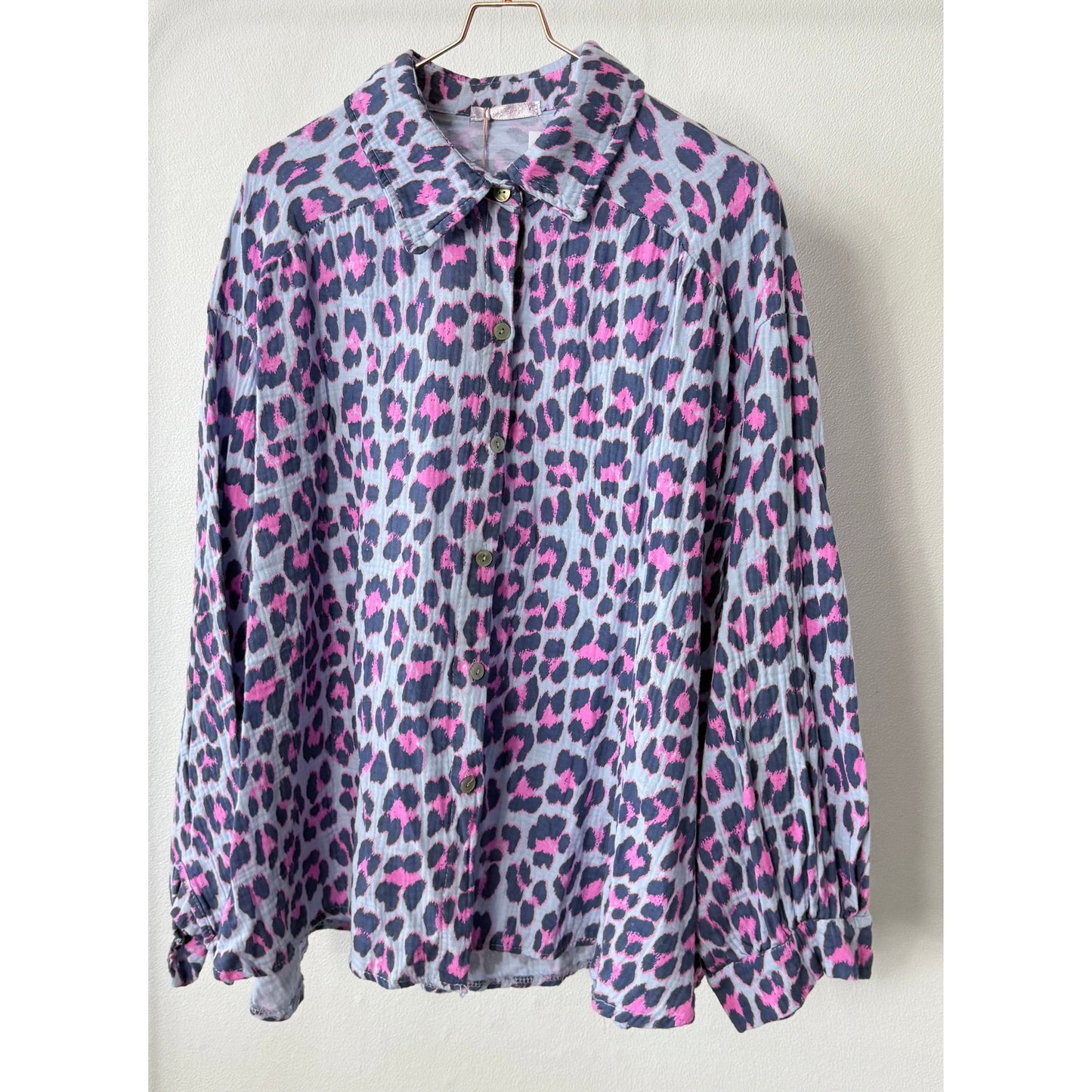 Musselin Leobluse -blau pink-