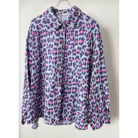 Musselin Leobluse -blau pink-