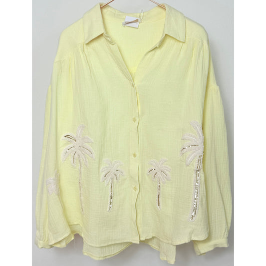 Musselinbluse -Palm Breeze- gelb