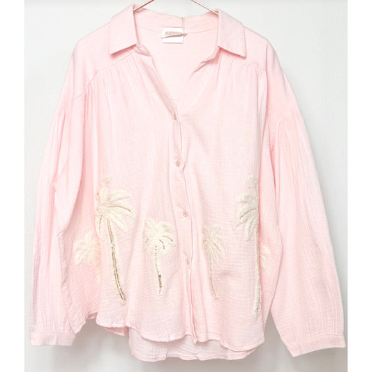 Musselinbluse -Palm Breeze- rosa