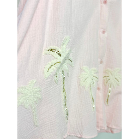 Musselinbluse -Palm Breeze- rosa