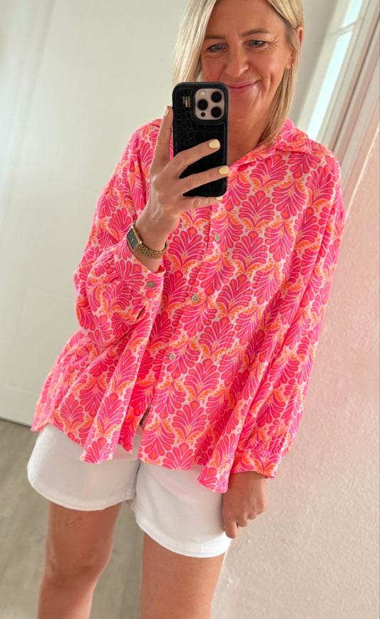 Musselin Bluse - neon
