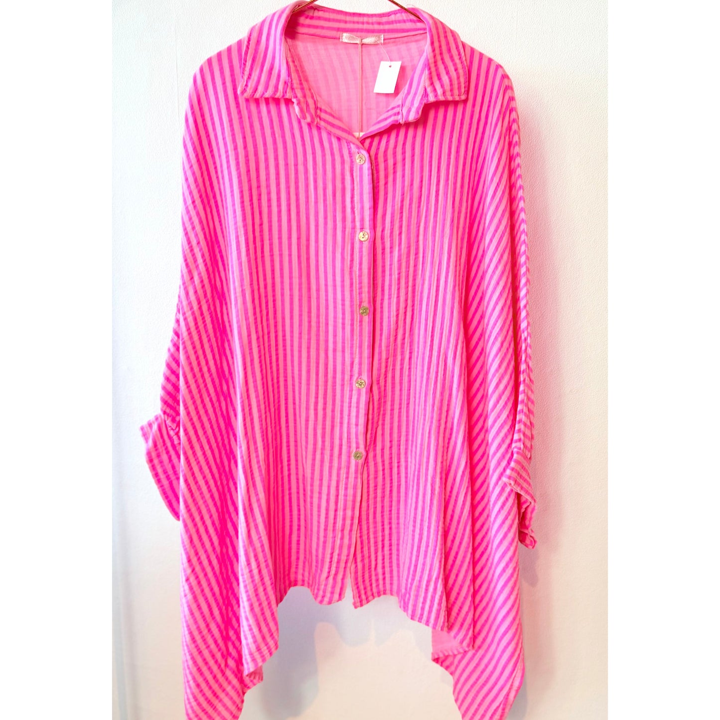 Musselinbluse -neonpink