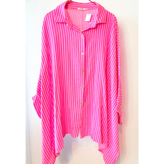Musselinbluse -neonpink