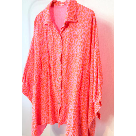 Musselinbluse Leo -neonorange