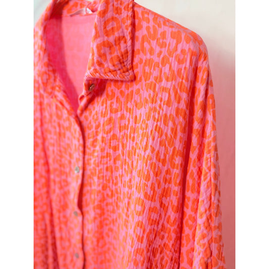 Musselinbluse Leo -neonorange