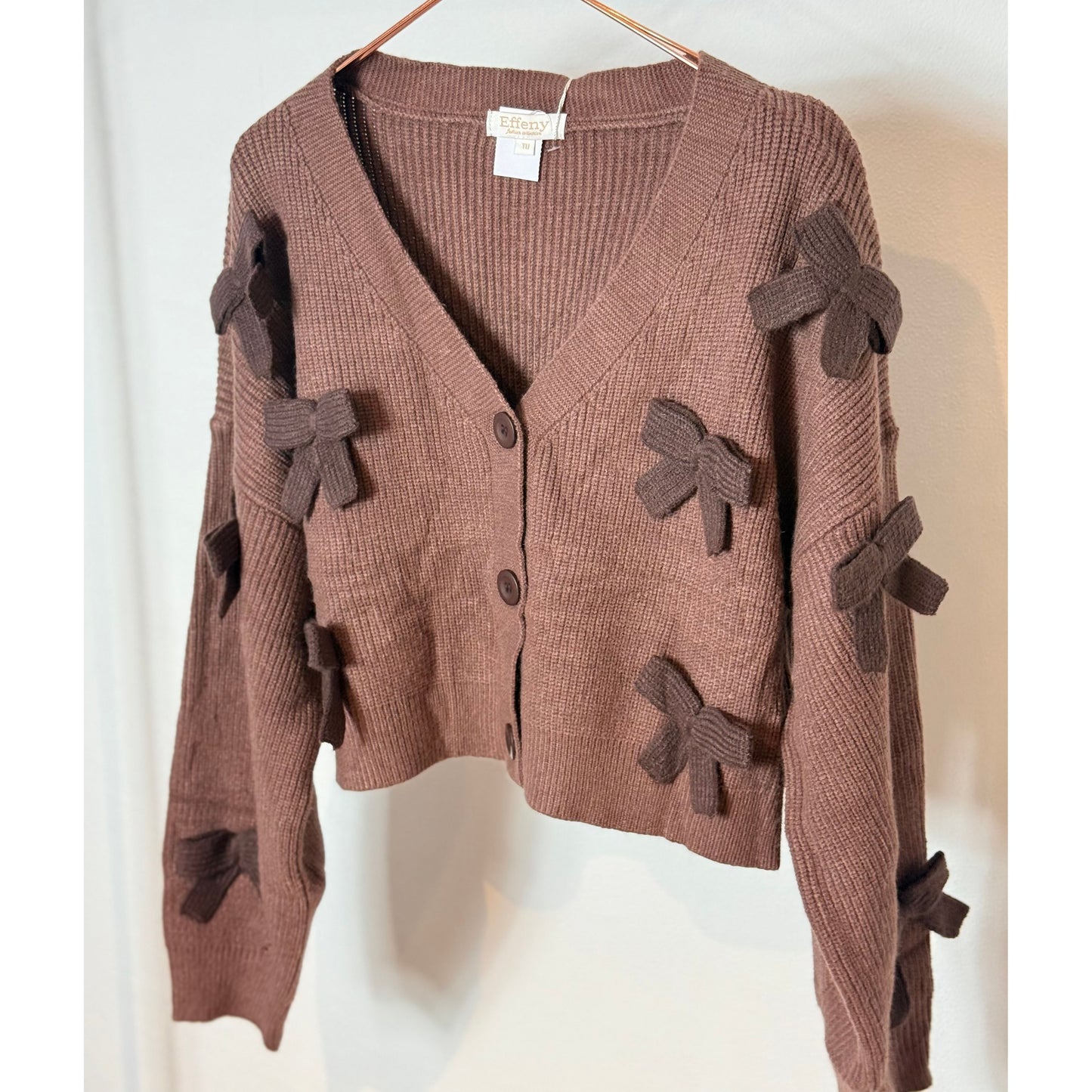 Strickjacke mit Schleifen - coffee